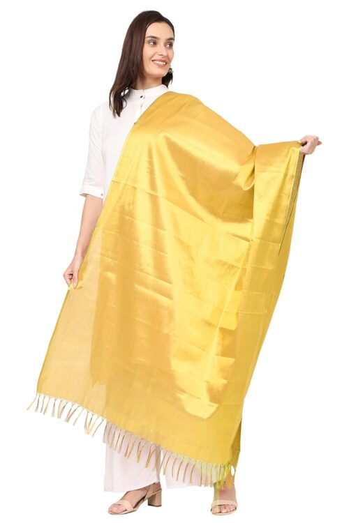 Solid Silk Plain Dupatta | Shiny Jari Dupatta
