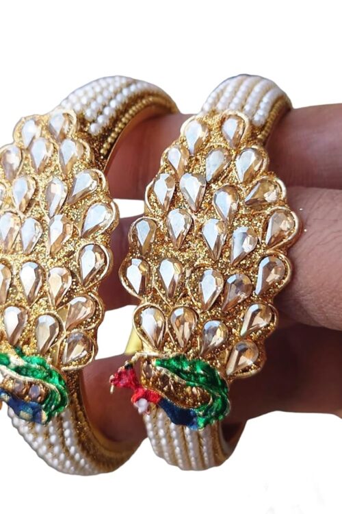 Designer Pearl Antique Gold Plated & styled in peacock design Bangles