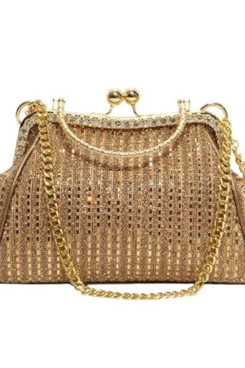 Women’s Glitter Clutch Purse with Chain Strap