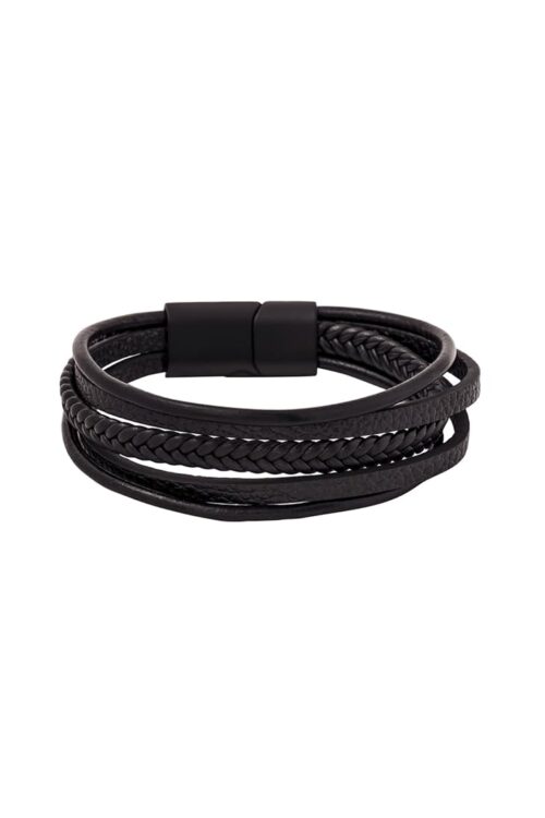 Magnetic-Clasp Genuine Leather Wrap Bracelets for Men