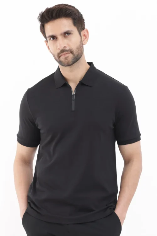 Pure Cotton Half Sleeves Regular Fit Plain Solid Classic Polo Collar T-Shirt